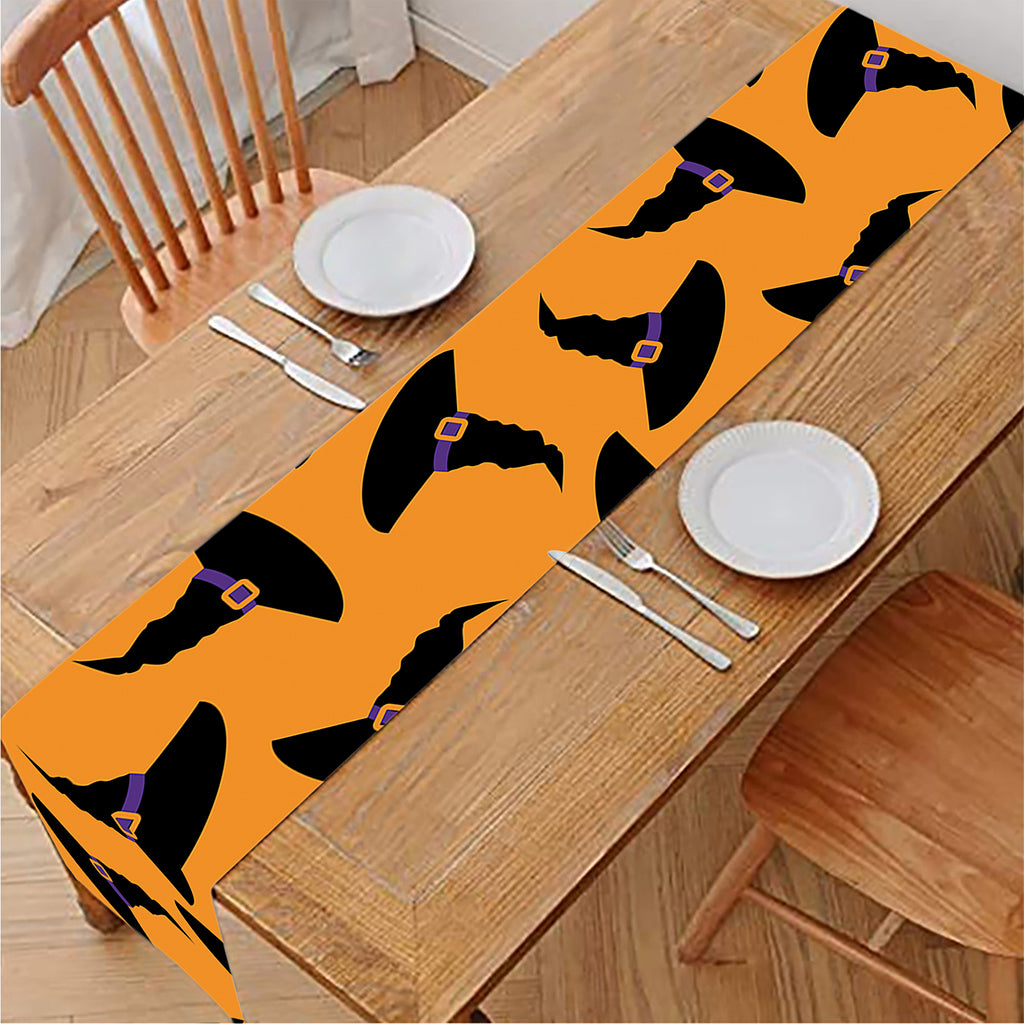 Halloween Witch Hat Pattern Print Table Runner