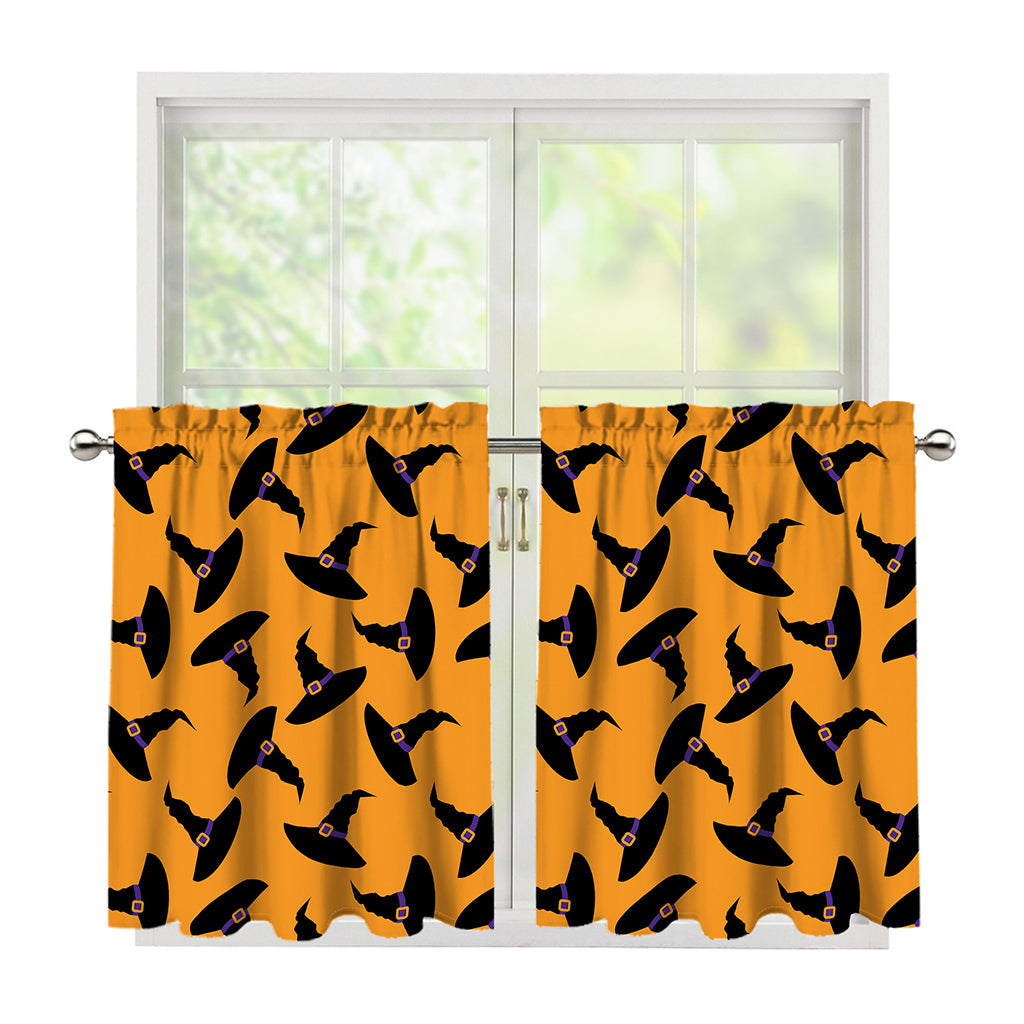 Halloween Witch Hat Pattern Print Tier Curtains
