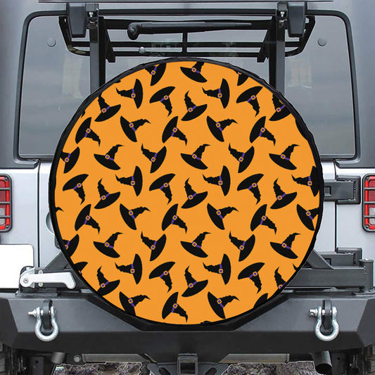 Halloween Witch Hat Pattern Print Tire Cover