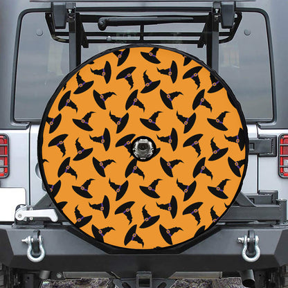 Halloween Witch Hat Pattern Print Tire Cover With Camera Hole