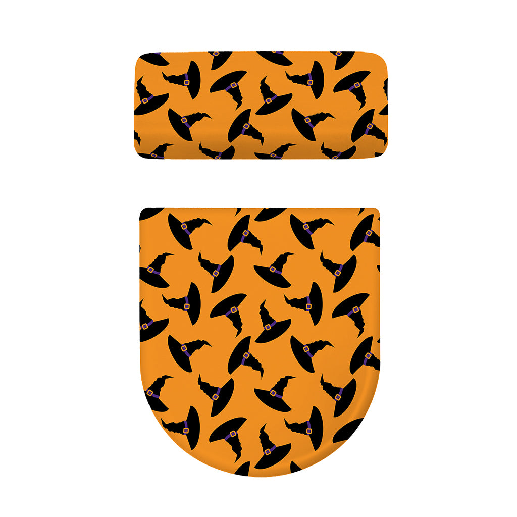 Halloween Witch Hat Pattern Print Toilet Lid And Tank Cover Set