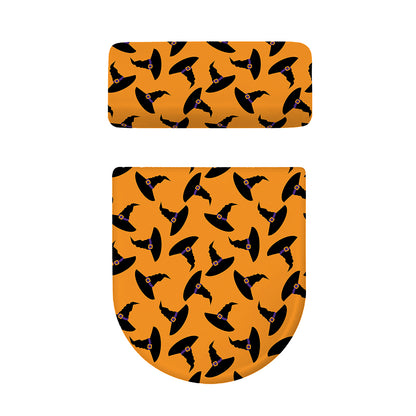 Halloween Witch Hat Pattern Print Toilet Lid And Tank Cover Set