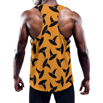 Halloween Witch Hat Pattern Print Training Tank Top