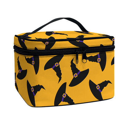 Halloween Witch Hat Pattern Print Travel Makeup Bag