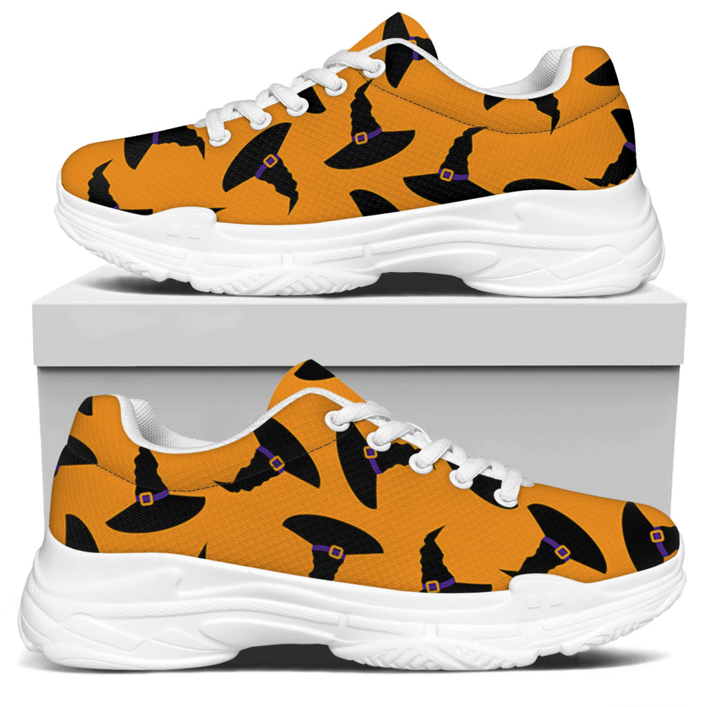 Halloween Witch Hat Pattern Print White Chunky Shoes