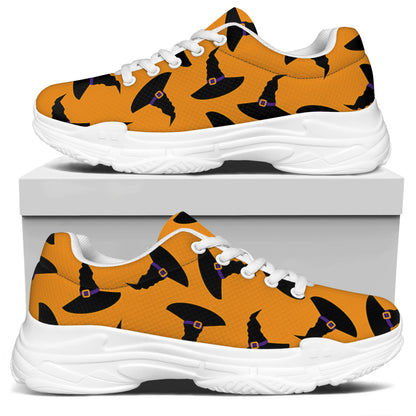 Halloween Witch Hat Pattern Print White Chunky Shoes