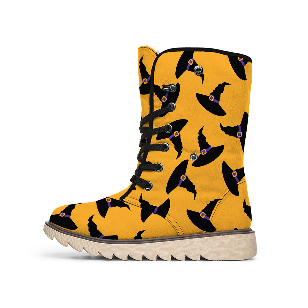 Halloween Witch Hat Pattern Print Winter Boots