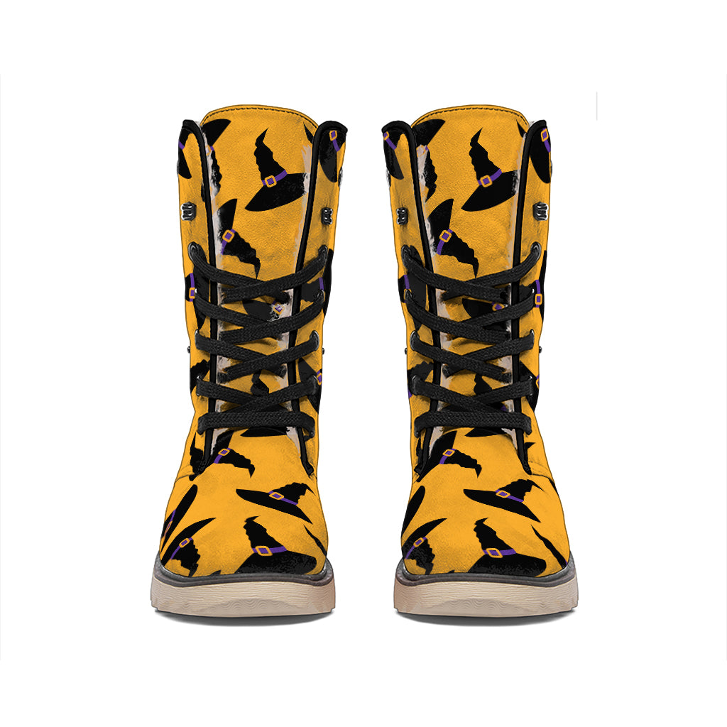 Halloween Witch Hat Pattern Print Winter Boots