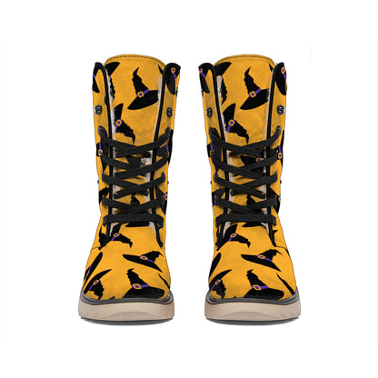 Halloween Witch Hat Pattern Print Winter Boots