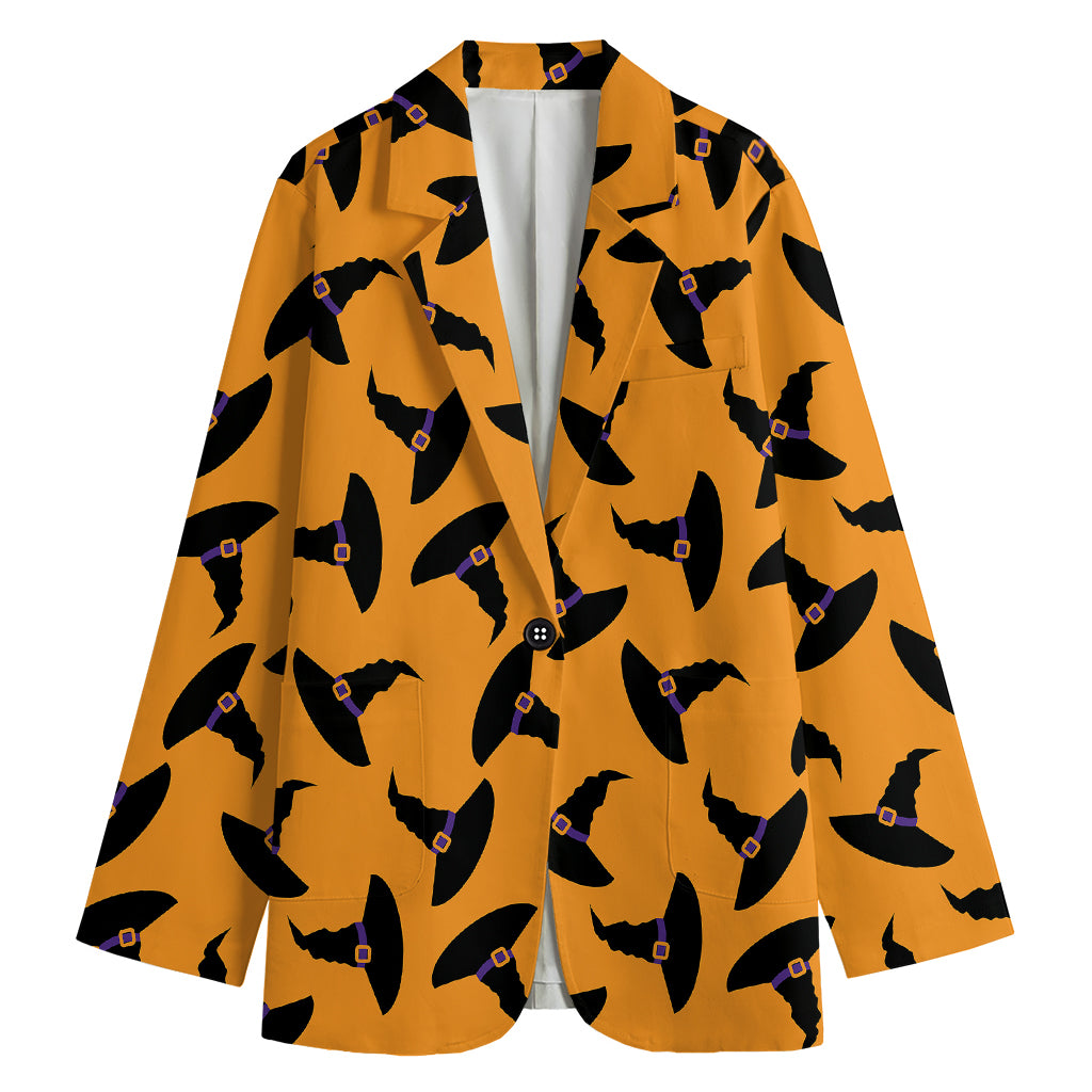 Halloween Witch Hat Pattern Print Women's Blazer