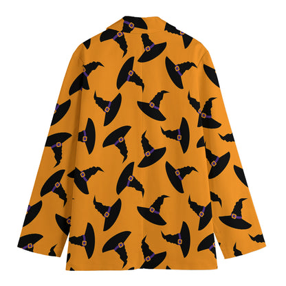 Halloween Witch Hat Pattern Print Women's Blazer