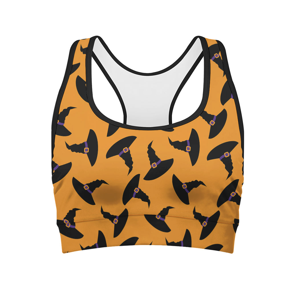 Halloween Witch Hat Pattern Print Women's Sports Bra