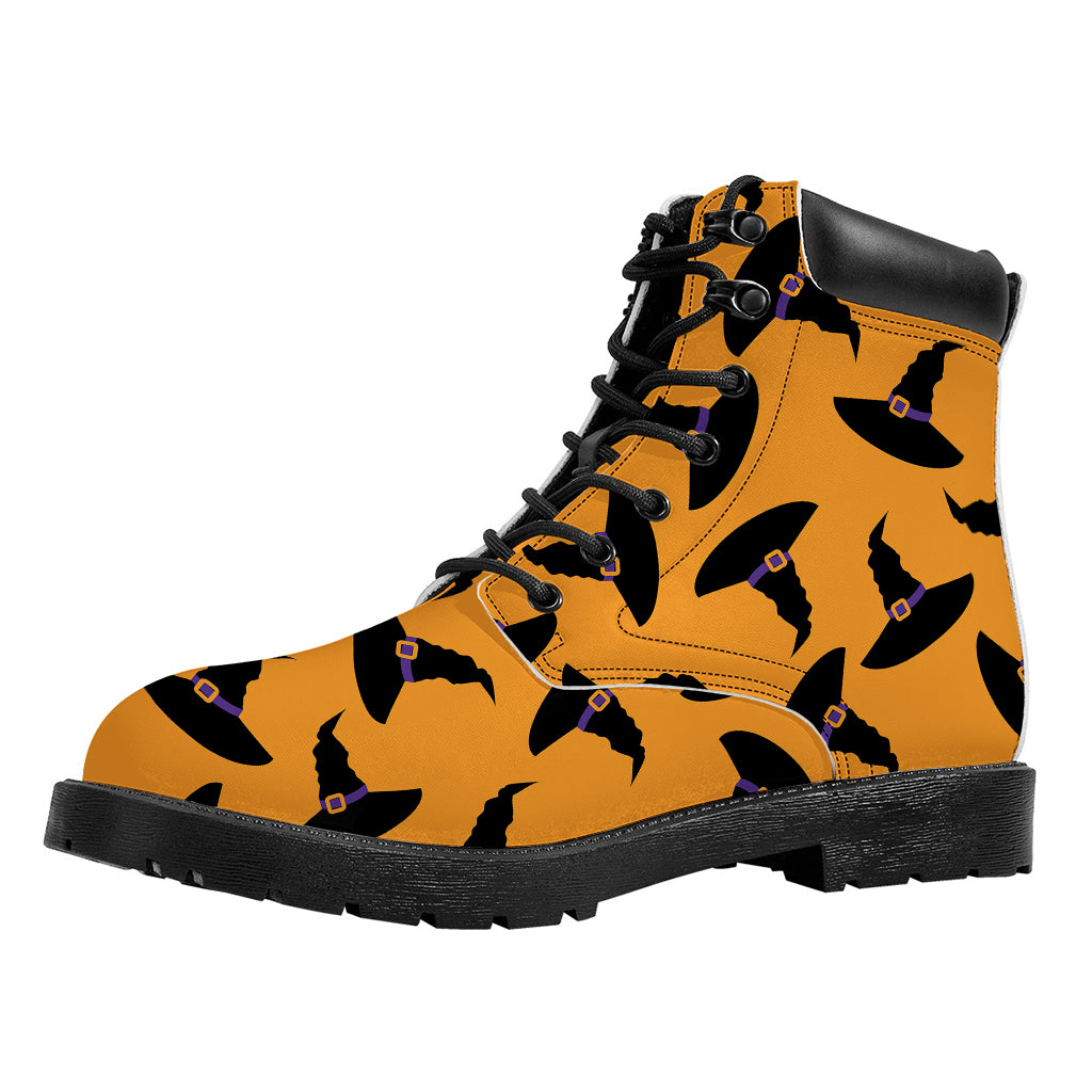 Halloween Witch Hat Pattern Print Work Boots