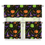 Halloween Wizard Pattern Print 3 Piece Kitchen Curtains