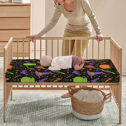 Halloween Wizard Pattern Print Baby Crib Sheet