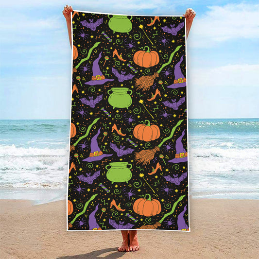 Halloween Wizard Pattern Print Beach Towel
