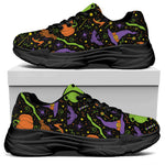 Halloween Wizard Pattern Print Black Chunky Shoes