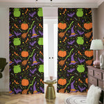 Halloween Wizard Pattern Print Blackout Pencil Pleat Curtains