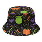 Halloween Wizard Pattern Print Bucket Hat