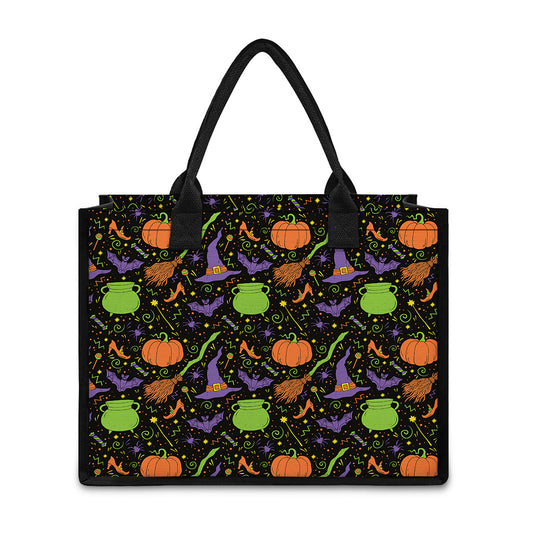 Halloween Wizard Pattern Print Canvas Tote Bag
