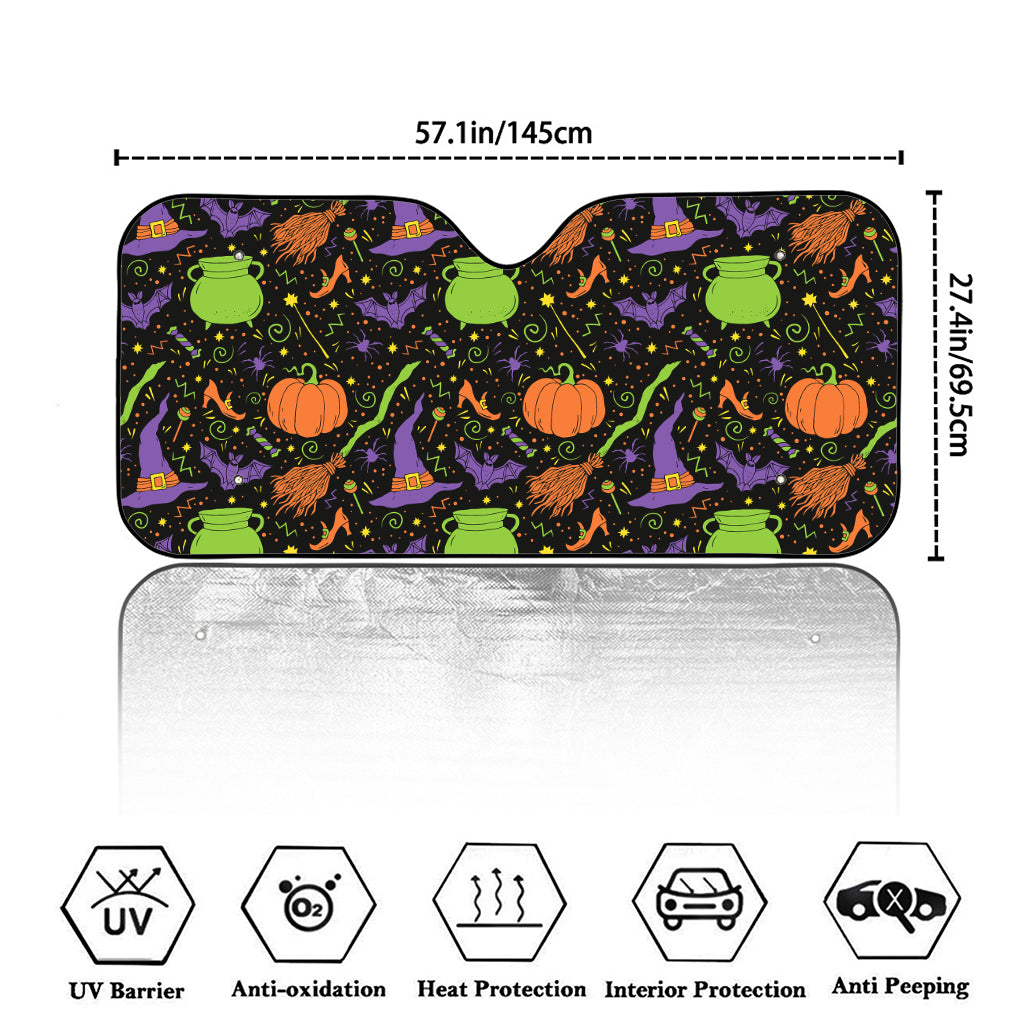 Halloween Wizard Pattern Print Car Windshield Sun Shade