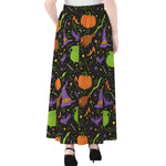 Halloween Wizard Pattern Print Chiffon Maxi Skirt