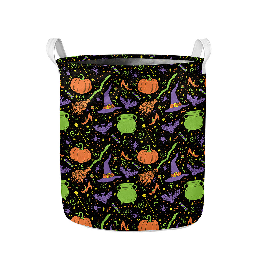 Halloween Wizard Pattern Print Collapsible Laundry Basket