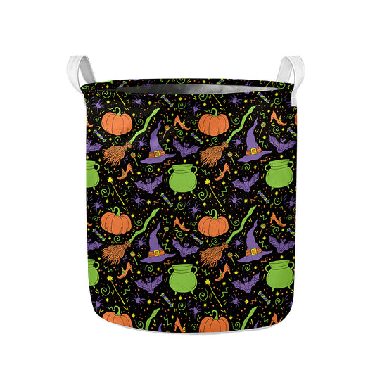 Halloween Wizard Pattern Print Collapsible Laundry Basket