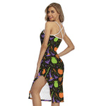 Halloween Wizard Pattern Print Cross Back Cami Dress
