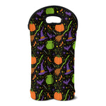 Halloween Wizard Pattern Print Double Neoprene Wine Tote