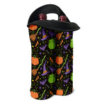 Halloween Wizard Pattern Print Double Neoprene Wine Tote