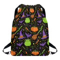 Halloween Wizard Pattern Print Drawstring Backpack