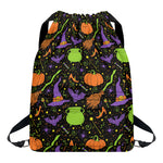 Halloween Wizard Pattern Print Drawstring Backpack