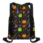 Halloween Wizard Pattern Print Drawstring Backpack