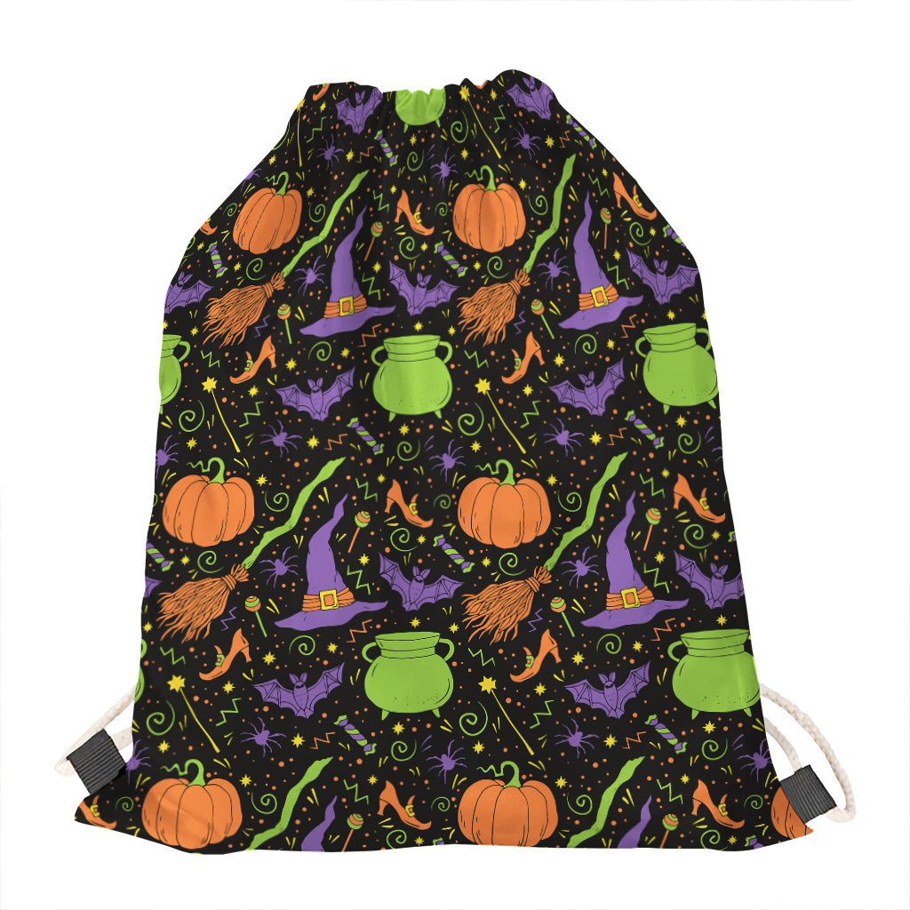 Halloween Wizard Pattern Print Drawstring Bag