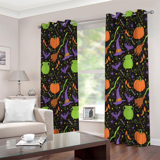 Halloween Wizard Pattern Print Extra Wide Grommet Curtains