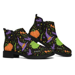 Halloween Wizard Pattern Print Flat Ankle Boots