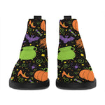 Halloween Wizard Pattern Print Flat Ankle Boots