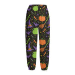 Halloween Wizard Pattern Print Fleece Lined Knit Pants