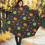 Halloween Wizard Pattern Print Foldable Umbrella