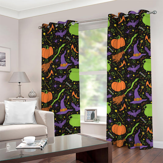 Halloween Wizard Pattern Print Grommet Curtains
