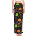 Halloween Wizard Pattern Print High Slit Maxi Skirt