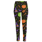 Halloween Wizard Pattern Print High-Waisted Pocket Leggings
