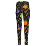 Halloween Wizard Pattern Print High-Waisted Pocket Leggings