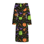 Halloween Wizard Pattern Print Hooded Bathrobe