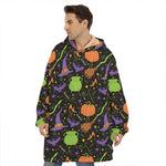 Halloween Wizard Pattern Print Hoodie Blanket