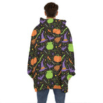 Halloween Wizard Pattern Print Hoodie Blanket