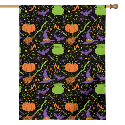 Halloween Wizard Pattern Print House Flag