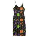 Halloween Wizard Pattern Print Jersey Midi Cami Dress