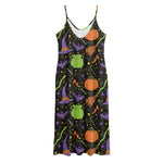 Halloween Wizard Pattern Print Jersey Midi Cami Dress